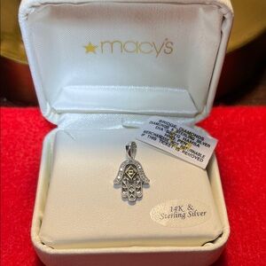 Macy's Sterling Silver and 14K Hamsa Necklace